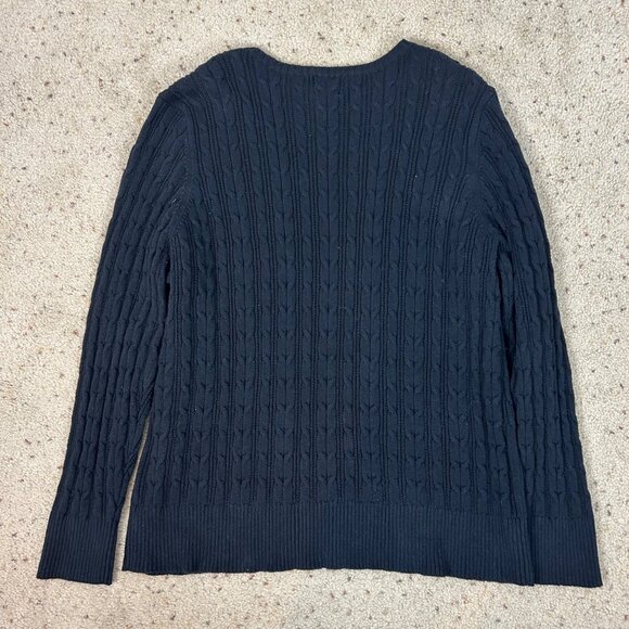Vintage St John’s Bay Black Cable Knit Fisherman Sweater V-neck Size 3X Women's - Picture 3 of 4